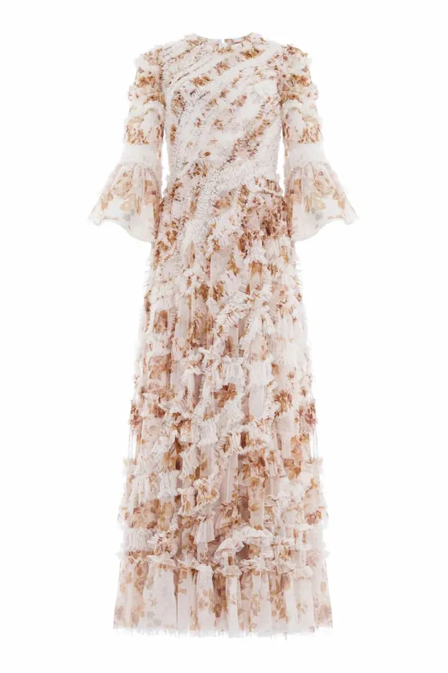 Vintage Rose Aaliyah Long Sleeve Gown Multi Women Needle and Thread Dresses