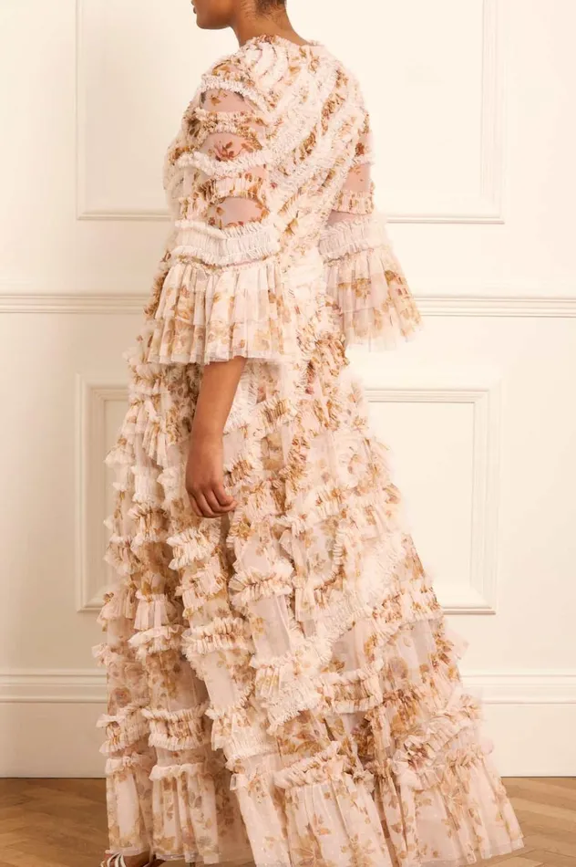 Vintage Rose Aaliyah Long Sleeve Gown Multi Women Needle and Thread Dresses