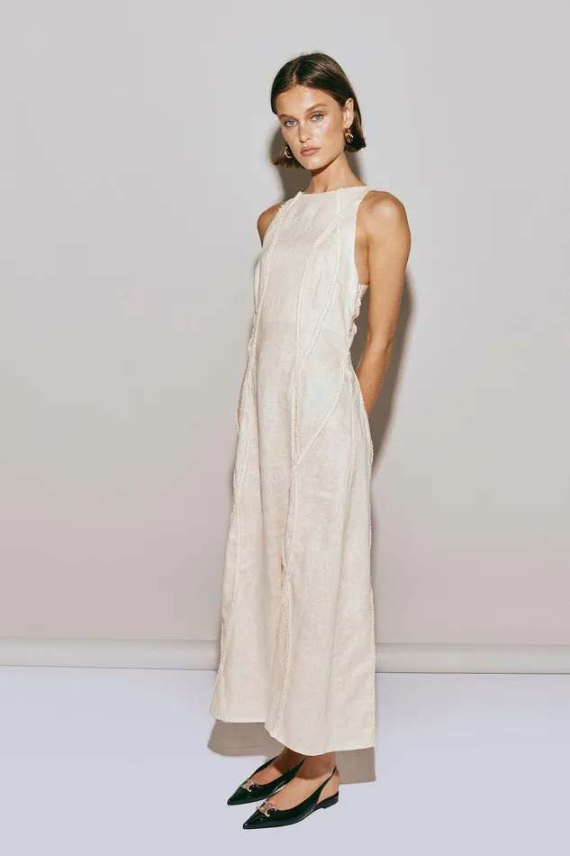 VRG GRL Ana Linen Maxi Dress Wave Women MidiMaxi Dresses