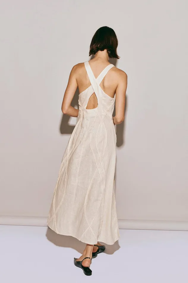 VRG GRL Ana Linen Maxi Dress Wave Women MidiMaxi Dresses