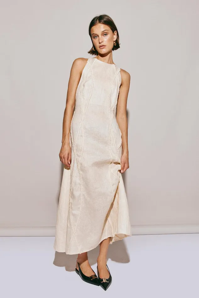 VRG GRL Ana Linen Maxi Dress Wave Women MidiMaxi Dresses