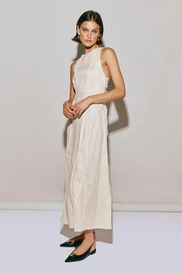 VRG GRL Ana Linen Maxi Dress Wave Women MidiMaxi Dresses