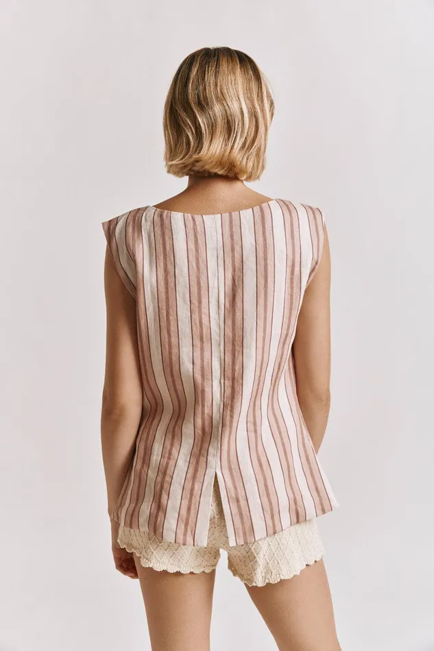 VRG GRL Aria Vest Pink Stripe Women Sleeveless VRG GRL Aria Vest Pink Stripe Women Sleeveless