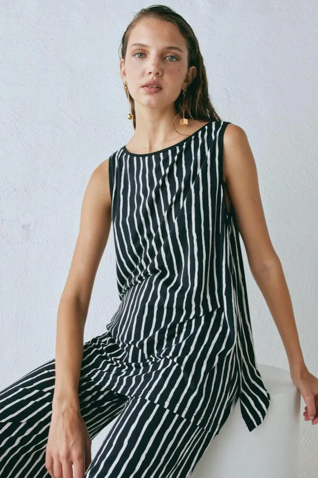 VRG GRL Aster Top Black Stripe Women Sets