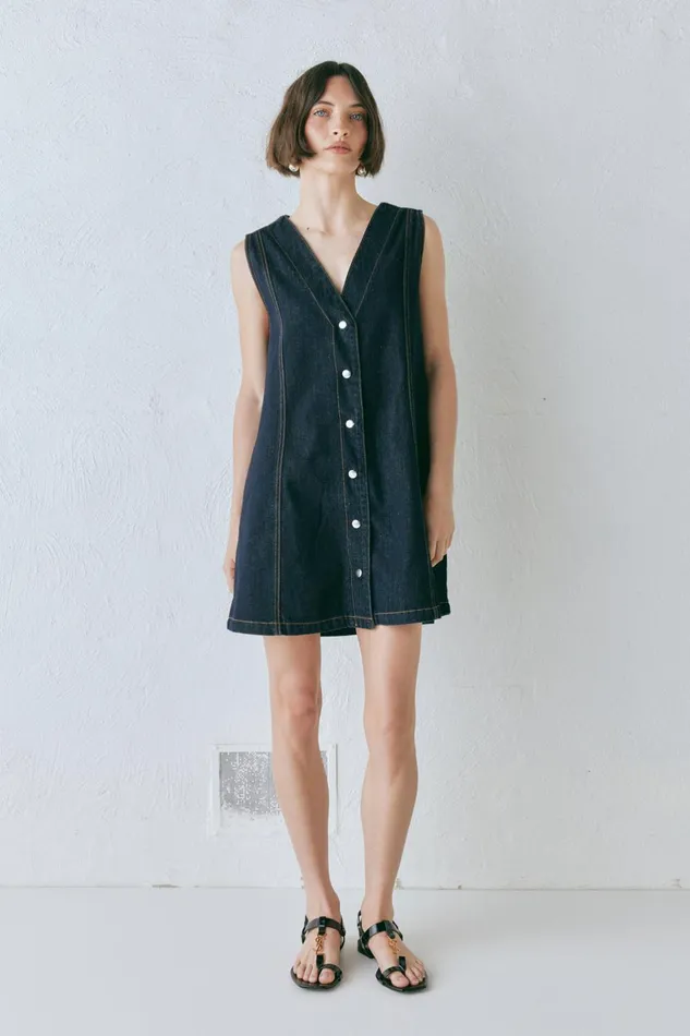 VRG GRL Aston Denim Mini Dress Indigo Women Mini Dresses