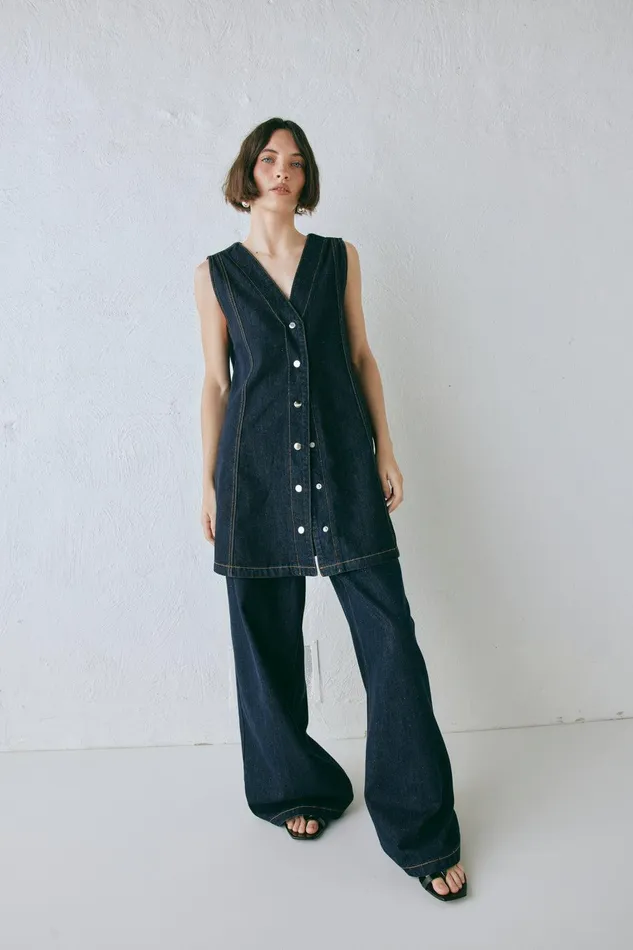 VRG GRL Aston Denim Mini Dress Indigo Women Mini Dresses