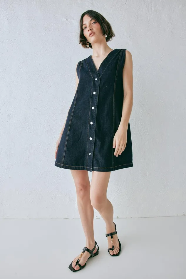 VRG GRL Aston Denim Mini Dress Indigo Women Mini Dresses