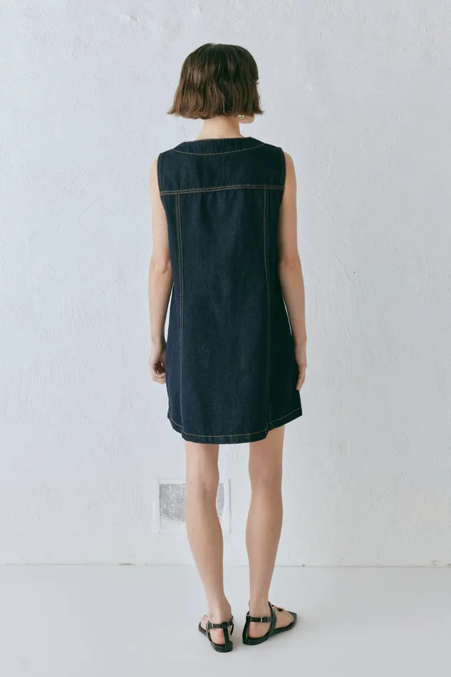 VRG GRL Aston Denim Mini Dress Indigo Women Mini Dresses