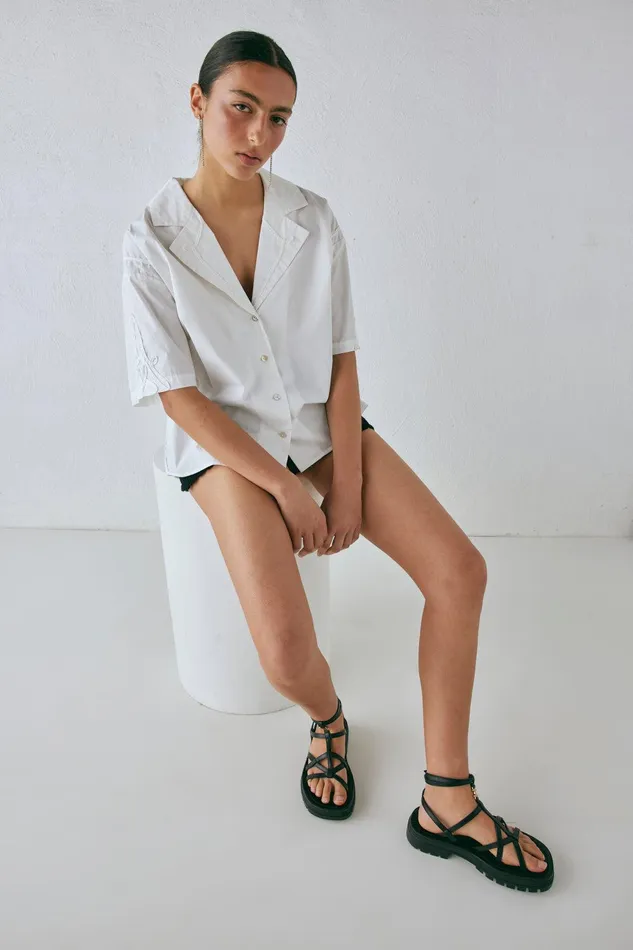 VRG GRL Cecile Shirt White Women Short Sleeve VRG GRL Cecile Shirt White Women Short Sleeve