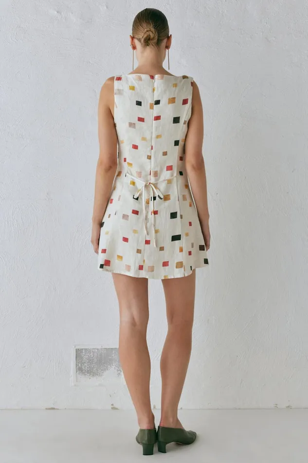 VRG GRL Chloe Linen Mini Dress Tile Women Mini Dresses VRG GRL Chloe Linen Mini Dress Tile Women Mini Dresses