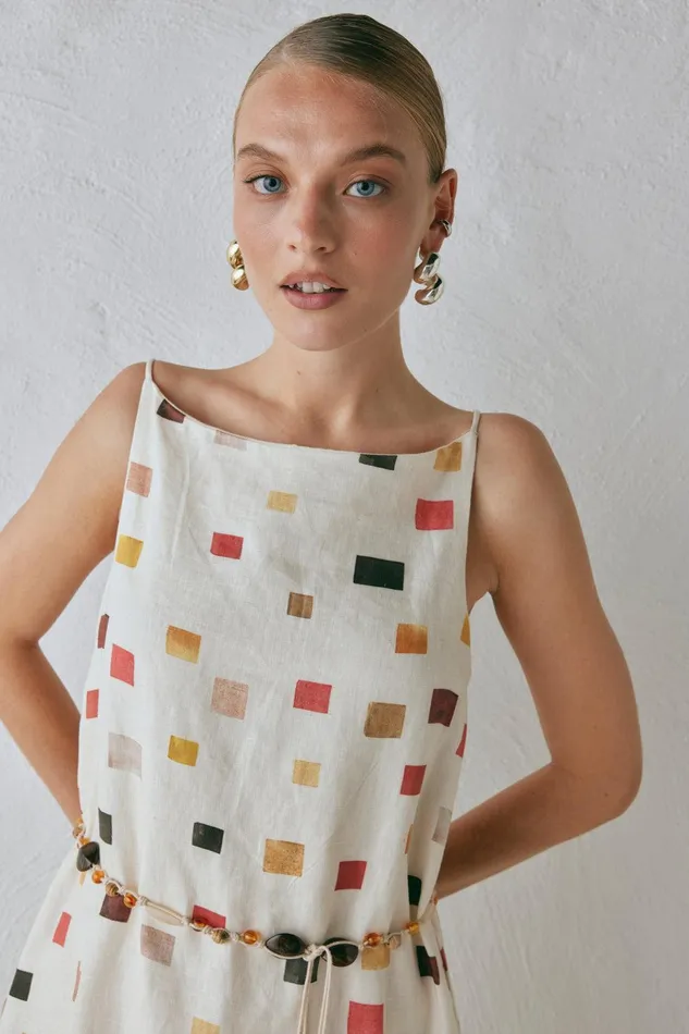 VRG GRL Elma Linen Midi Dress Tile Women MidiMaxi Dresses VRG GRL Elma Linen Midi Dress Tile Women MidiMaxi Dresses