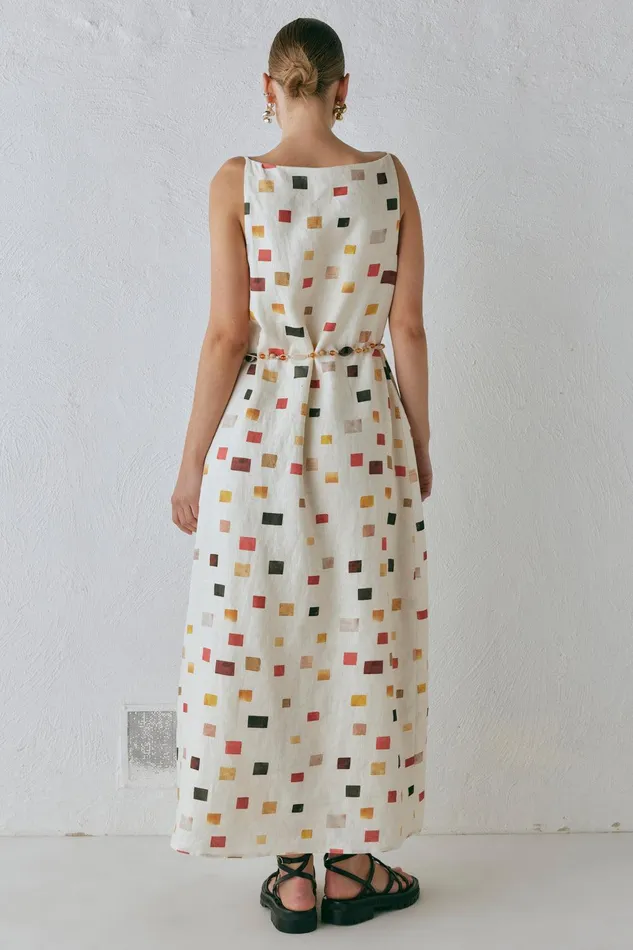 VRG GRL Elma Linen Midi Dress Tile Women MidiMaxi Dresses VRG GRL Elma Linen Midi Dress Tile Women MidiMaxi Dresses