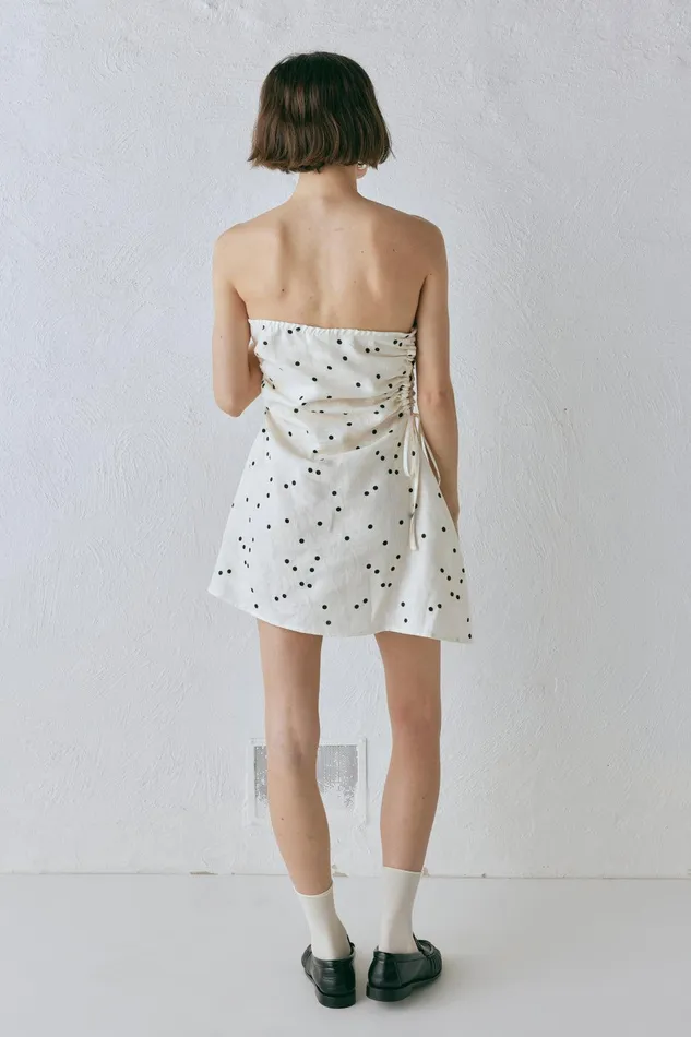 VRG GRL Gaia Linen Mini Dress Dot Women Mini Dresses VRG GRL Gaia Linen Mini Dress Dot Women Mini Dresses