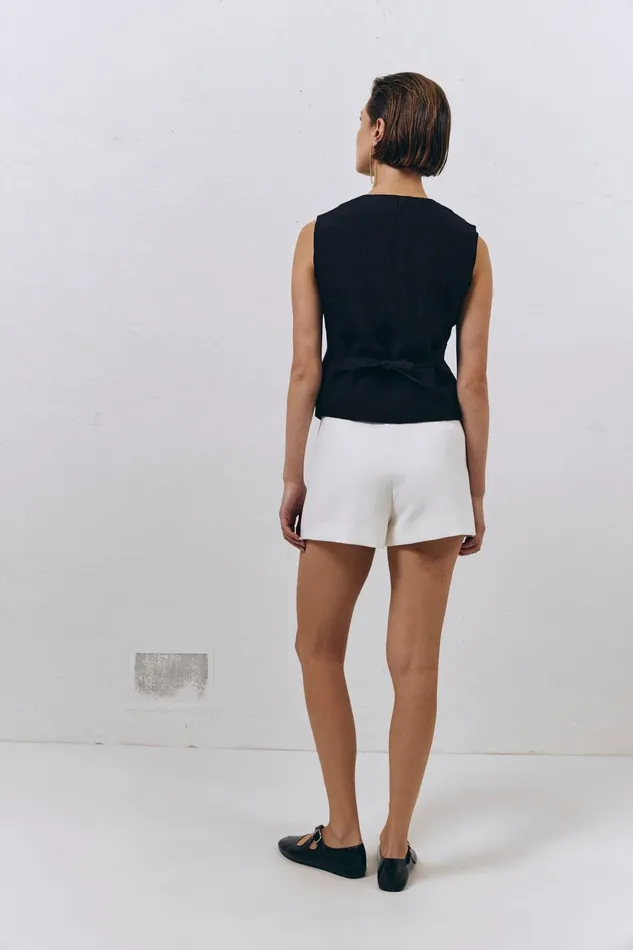 VRG GRL Italian Streets Linen Vest Black Women Vests VRG GRL Italian Streets Linen Vest Black Women Vests