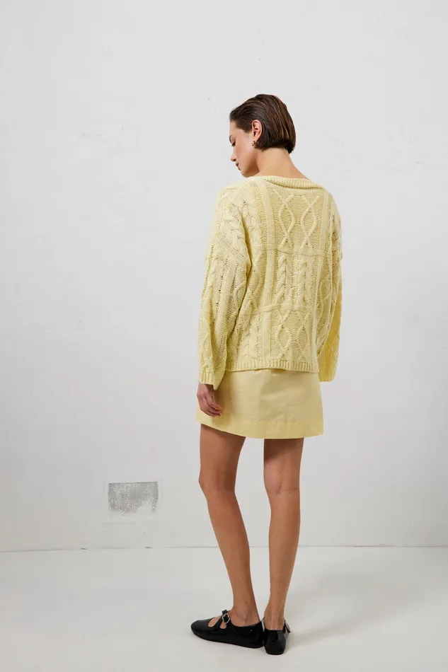 VRG GRL Lola Knit Cardigan Lemon Women JumpersSweaters VRG GRL Lola Knit Cardigan Lemon Women JumpersSweaters