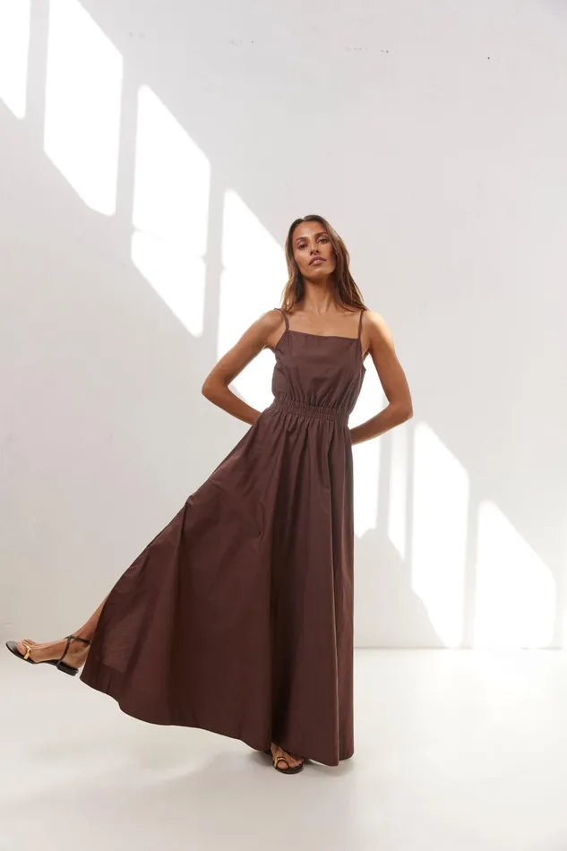VRG GRL Lou Maxi Dress Chocolate Women MidiMaxi Dresses