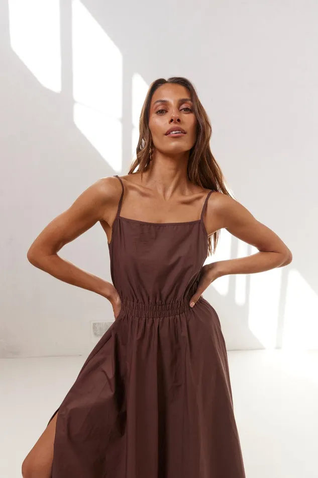 VRG GRL Lou Maxi Dress Chocolate Women MidiMaxi Dresses VRG GRL Lou Maxi Dress Chocolate Women MidiMaxi Dresses