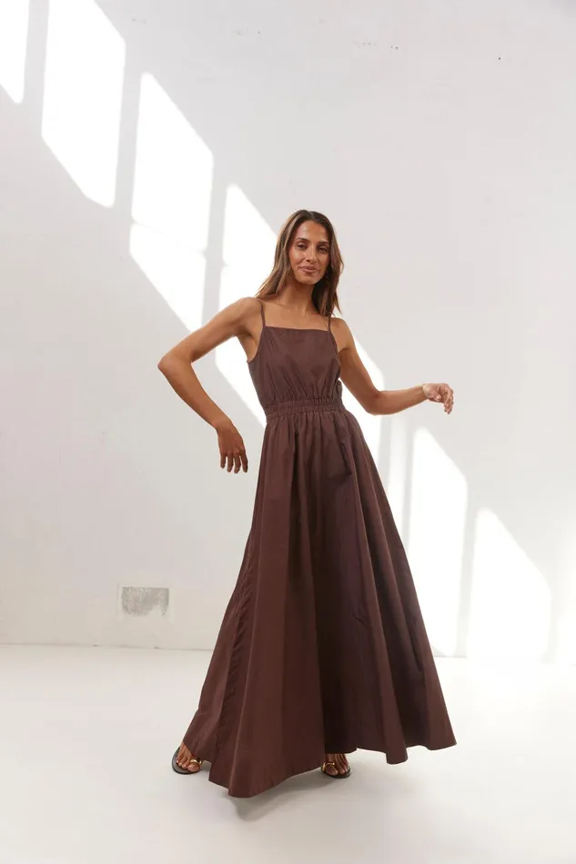 VRG GRL Lou Maxi Dress Chocolate Women MidiMaxi Dresses VRG GRL Lou Maxi Dress Chocolate Women MidiMaxi Dresses