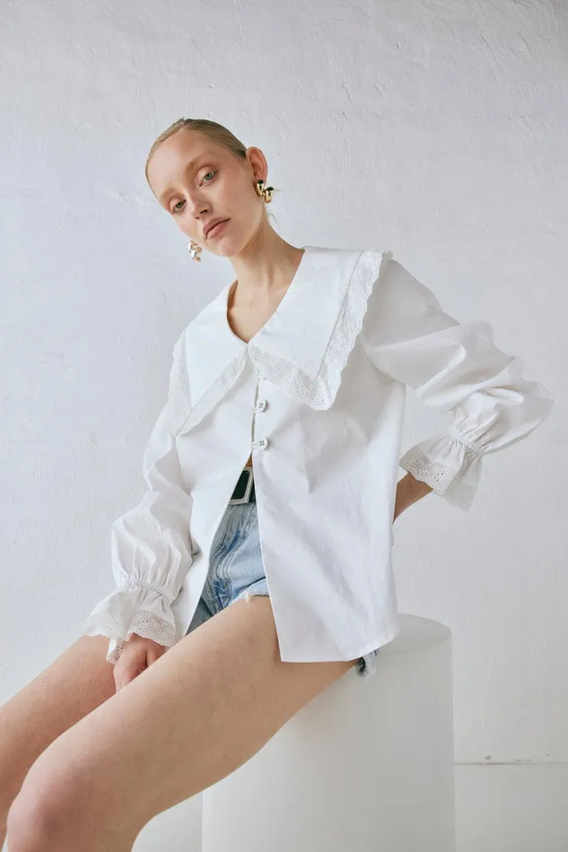 VRG GRL Mae Blouse White Women Long Sleeve VRG GRL Mae Blouse White Women Long Sleeve