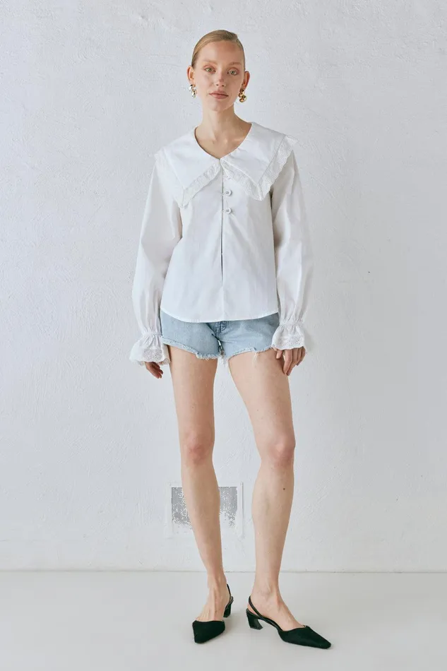 VRG GRL Mae Blouse White Women Long Sleeve VRG GRL Mae Blouse White Women Long Sleeve