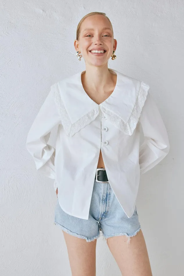 VRG GRL Mae Blouse White Women Long Sleeve VRG GRL Mae Blouse White Women Long Sleeve