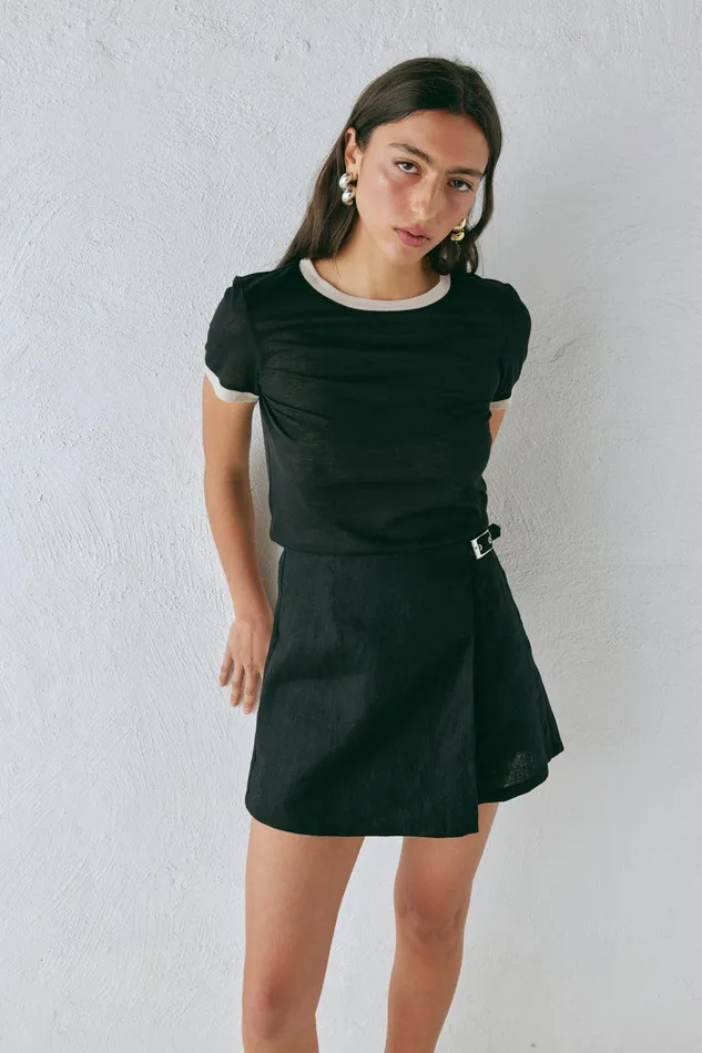 VRG GRL Matteo Linen Skort Black Women Skirts