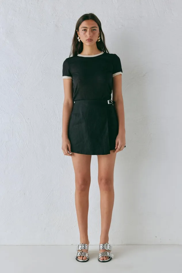 VRG GRL Matteo Linen Skort Black Women Skirts VRG GRL Matteo Linen Skort Black Women Skirts