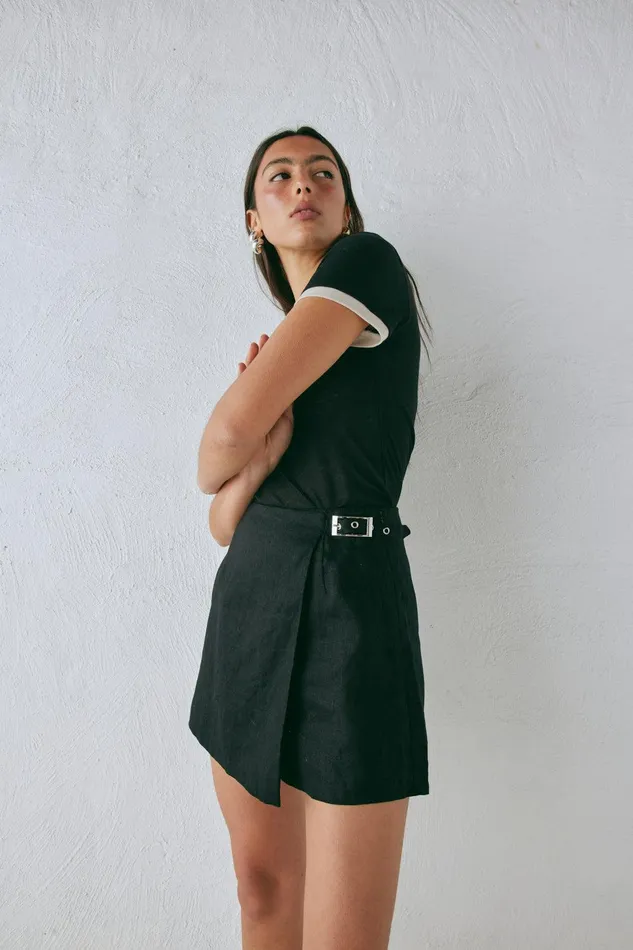 VRG GRL Matteo Linen Skort Black Women Skirts VRG GRL Matteo Linen Skort Black Women Skirts