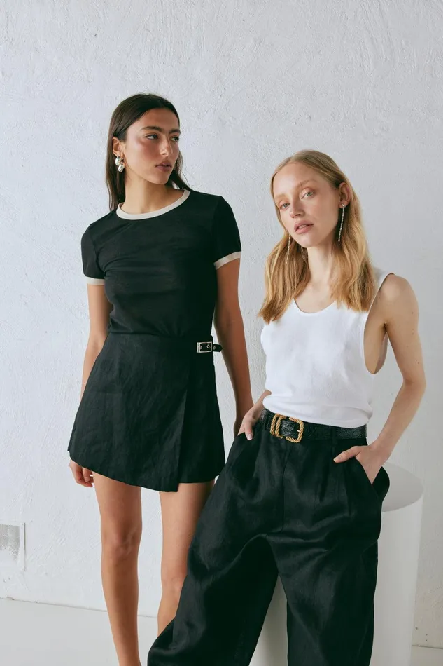 VRG GRL Matteo Linen Skort Black Women Skirts VRG GRL Matteo Linen Skort Black Women Skirts