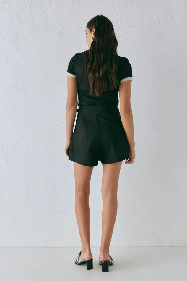 VRG GRL Matteo Linen Skort Black Women Skirts VRG GRL Matteo Linen Skort Black Women Skirts