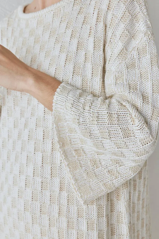 VRG GRL Pia Knit Tunic Cream Women Mini Dresses