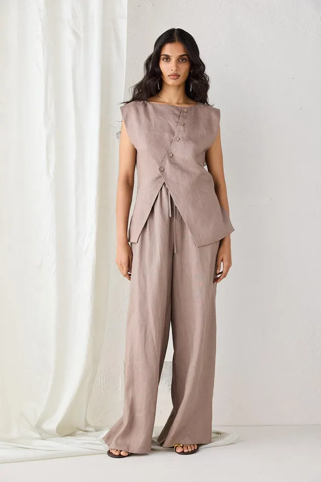 VRG GRL Raya Linen Pants Mushroom Women Pants