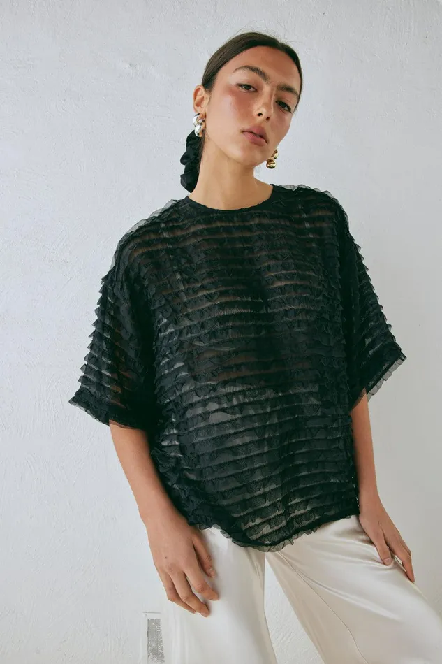 VRG GRL Reya Top Black Women Short Sleeve