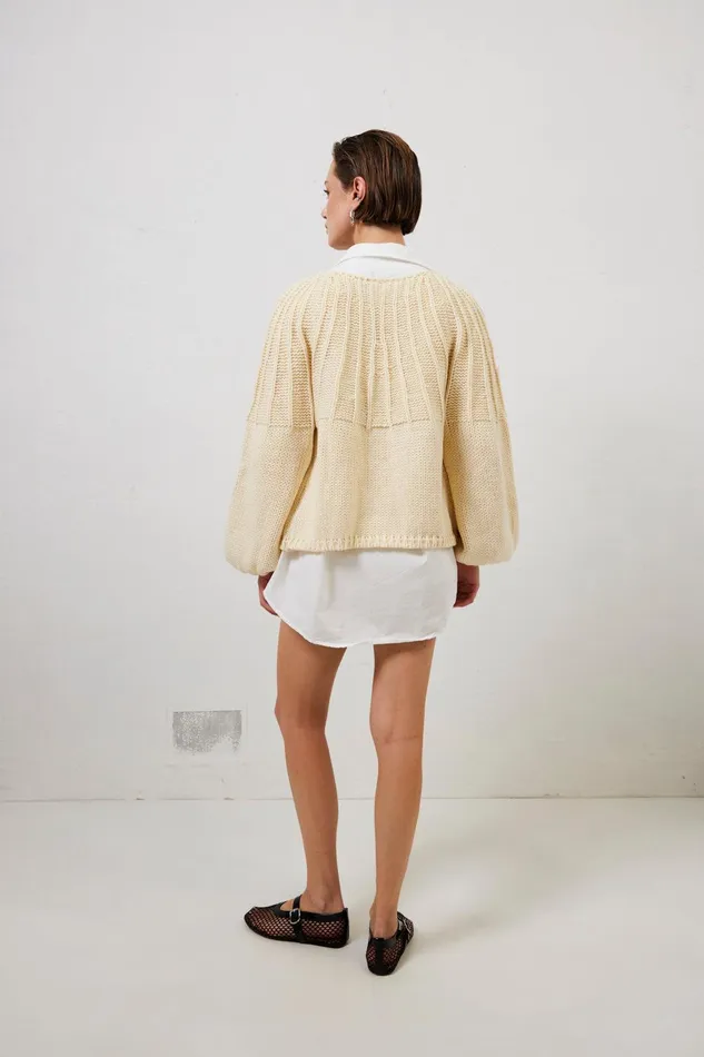 VRG GRL Riley Knit Cardigan Cream Women Cardigans