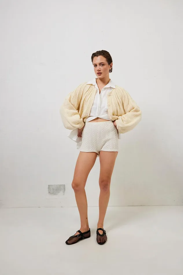 VRG GRL Riley Knit Cardigan Cream Women Cardigans