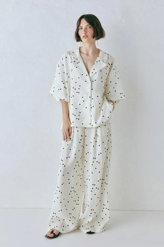 VRG GRL Skye Linen Pants Dot Women Sets VRG GRL Skye Linen Pants Dot Women Sets
