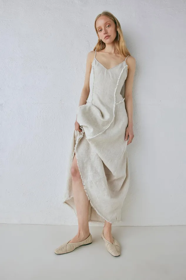 VRG GRL Thea Linen Maxi Dress Natural Women MidiMaxi Dresses VRG GRL Thea Linen Maxi Dress Natural Women MidiMaxi Dresses