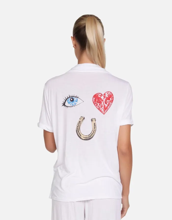 Waverly I Love U White Women039s Lauren Moshi Short Sleeve