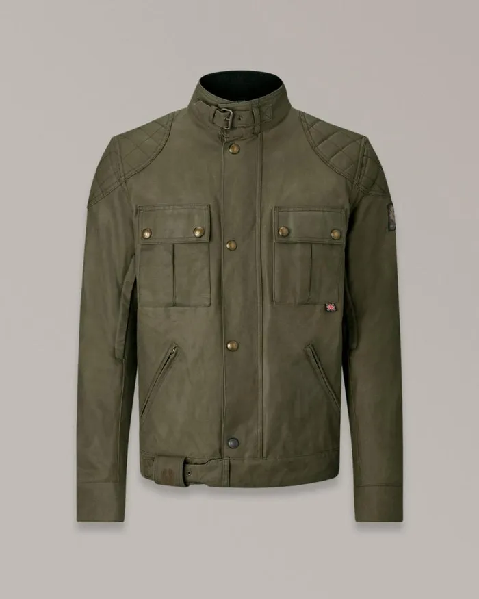 Waxed Jackets Men Belstaff Brooklands Motorcycle Jacket Olive Green
