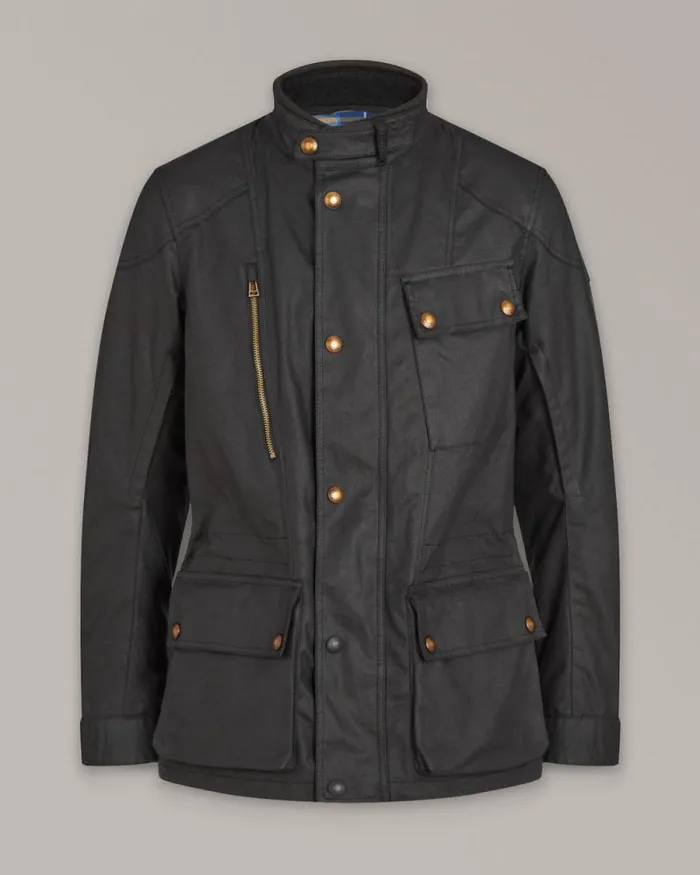 Waxed Jackets Men Belstaff Waymaster Motorcycle Waxed Cotton Jacket Black