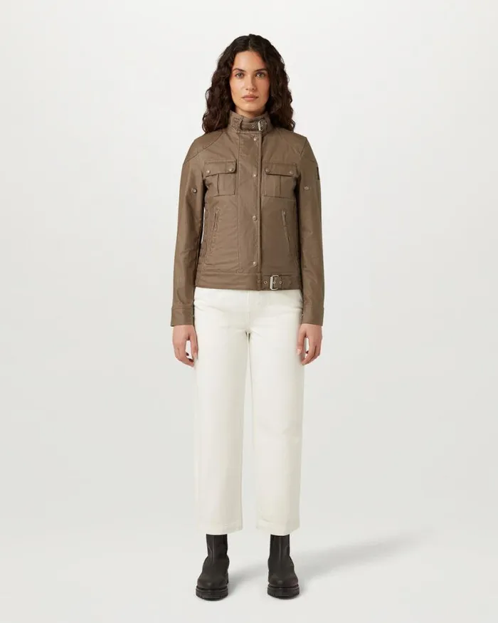 Waxed Jackets Women Belstaff Gangster Jacket Dark Pumice