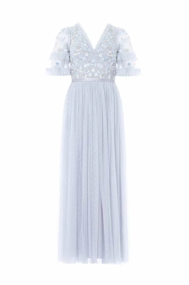 Wildflower Ditsy Bodice Ankle Gown Blue Women Needle and Thread Dresses