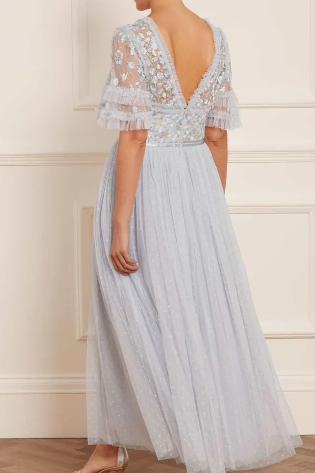 Wildflower Ditsy Bodice Ankle Gown Blue Women Needle and Thread Dresses