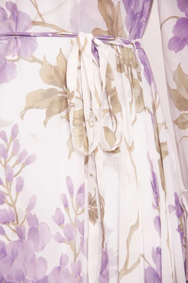 Wisteria Chiffon Round Neck Ankle Gown Multi Women Needle and Thread Dresses