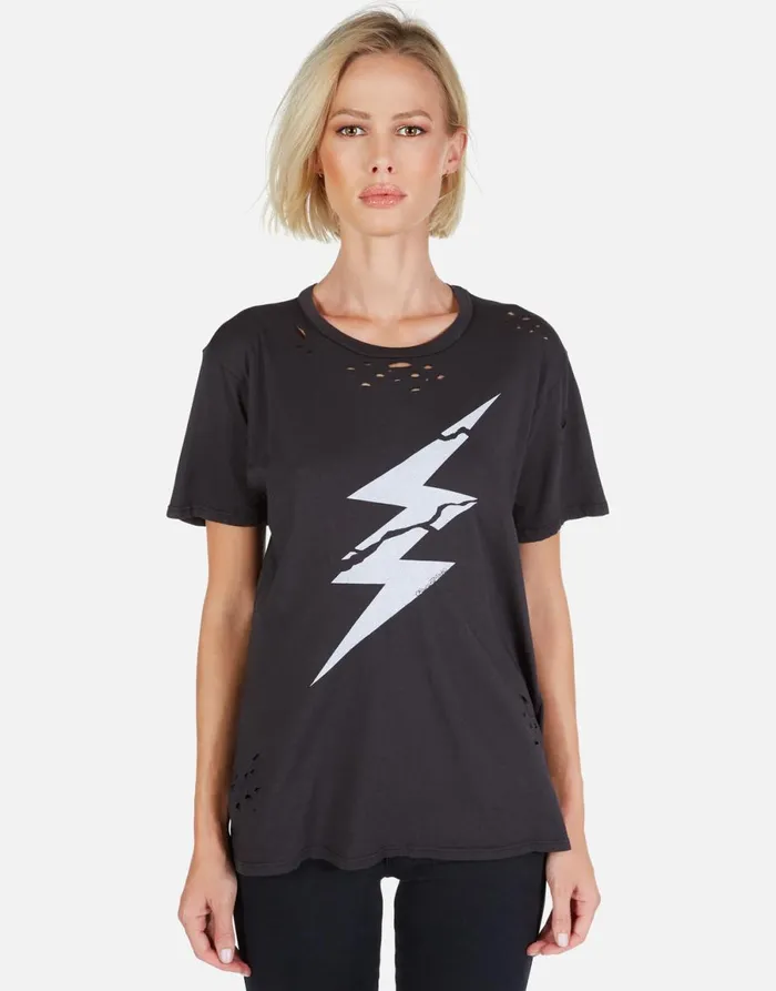 Wolf Cracked Lightning Bolt Onyx Women039s Lauren Moshi Short Sleeve