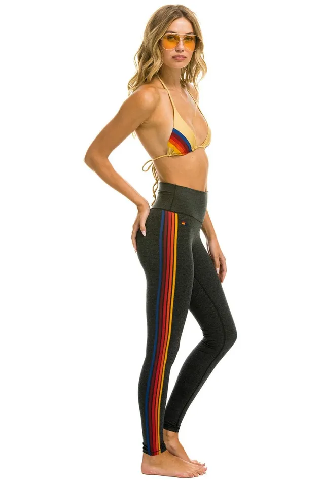 Women Activewear Aviator Nation FULL LENGTH HIRISE 5 STRIPE LEGGINGS 8211 CHARCOAL Women Activewear Aviator Nation FULL LENGTH HIRISE 5 STRIPE LEGGINGS 8211 CHARCOAL