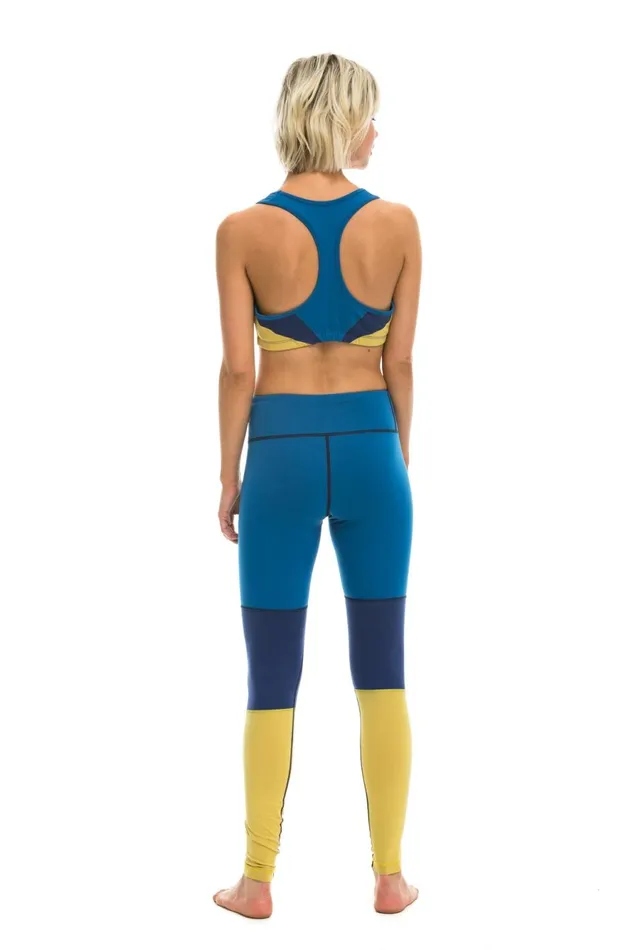Women Activewear Aviator Nation SPRINTER FULL LENGTH LEGGINGS 8211 CARIBBEAN POSEIDON GOLD