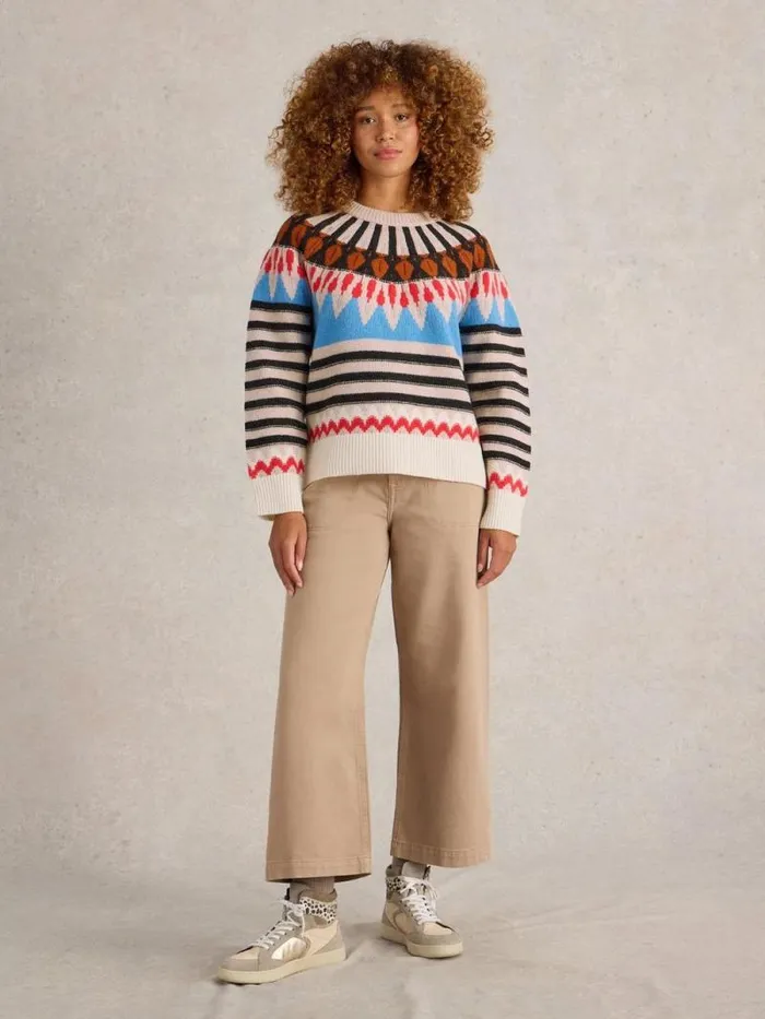 Women ALLIE FAIRISLE JUMPER Natural Multi White Stuff Knitwear