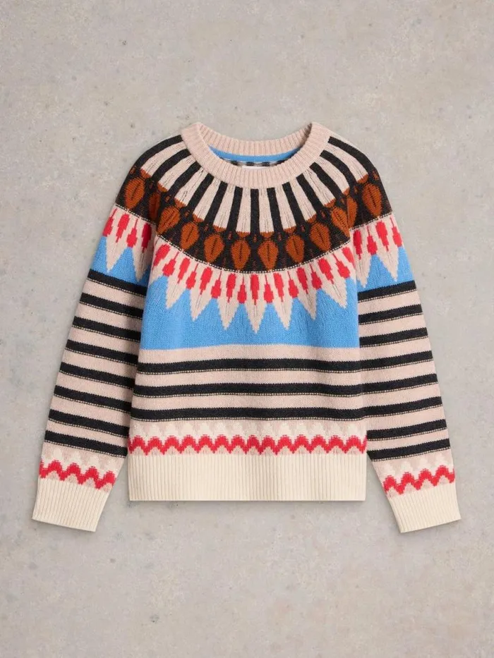 Women ALLIE FAIRISLE JUMPER Natural Multi White Stuff Knitwear