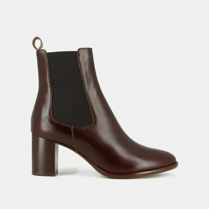 Women Ankle Boots With Heels And Elastics Brown JONAK Ankle Boots Lowboots